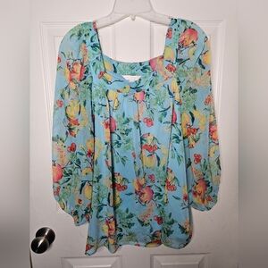 Lauren Conrad Sheer Floral Top Size XXL